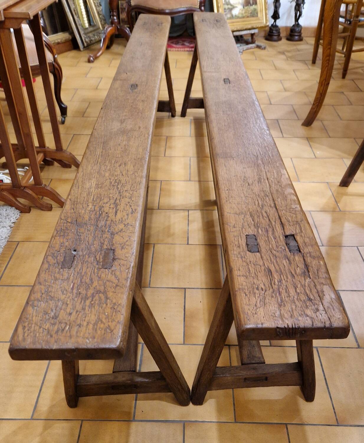 Pair of oak benches