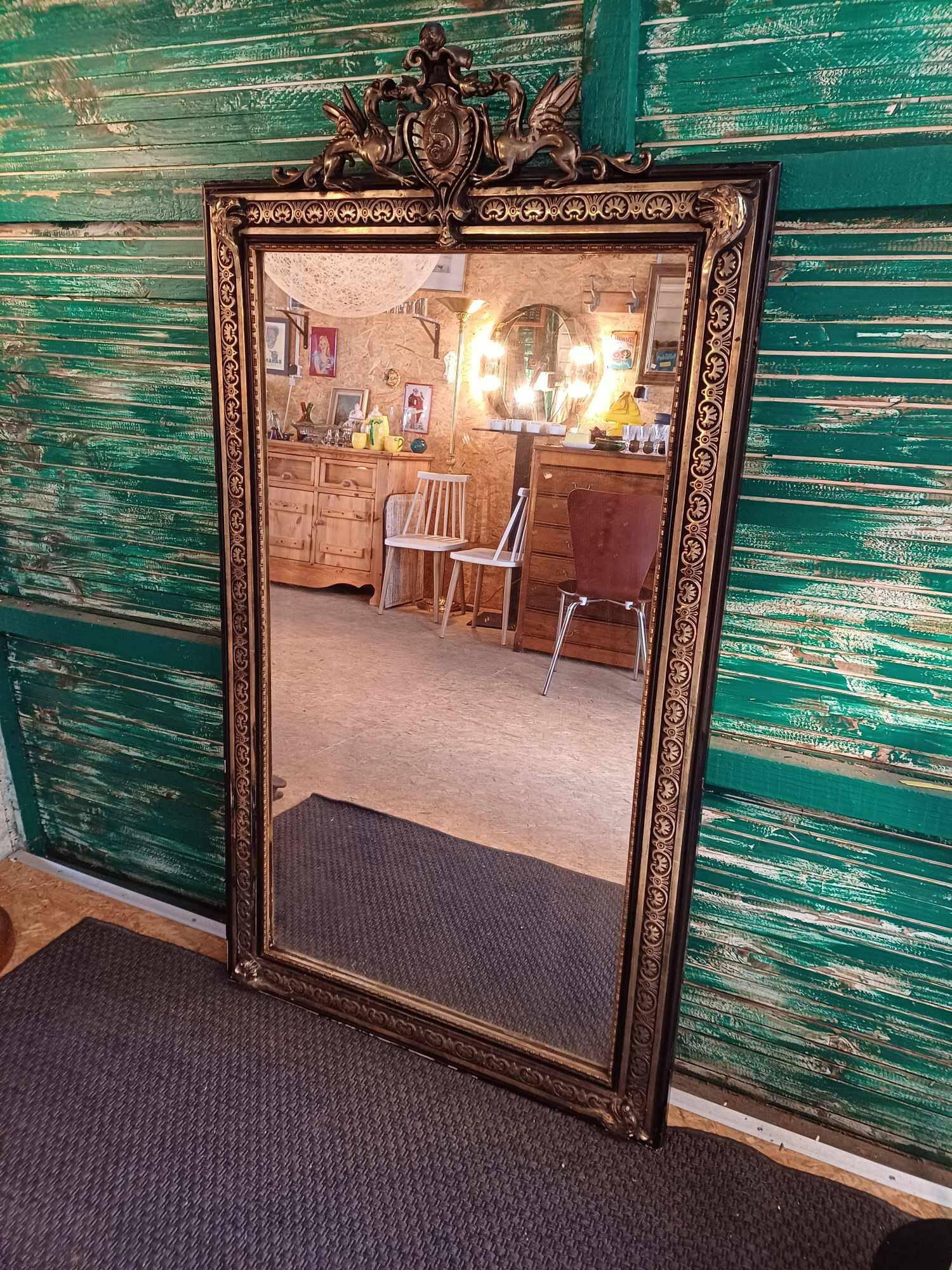 Napoleon 3 period mirror in gilded wood, mercury glass 154 high by 83.5