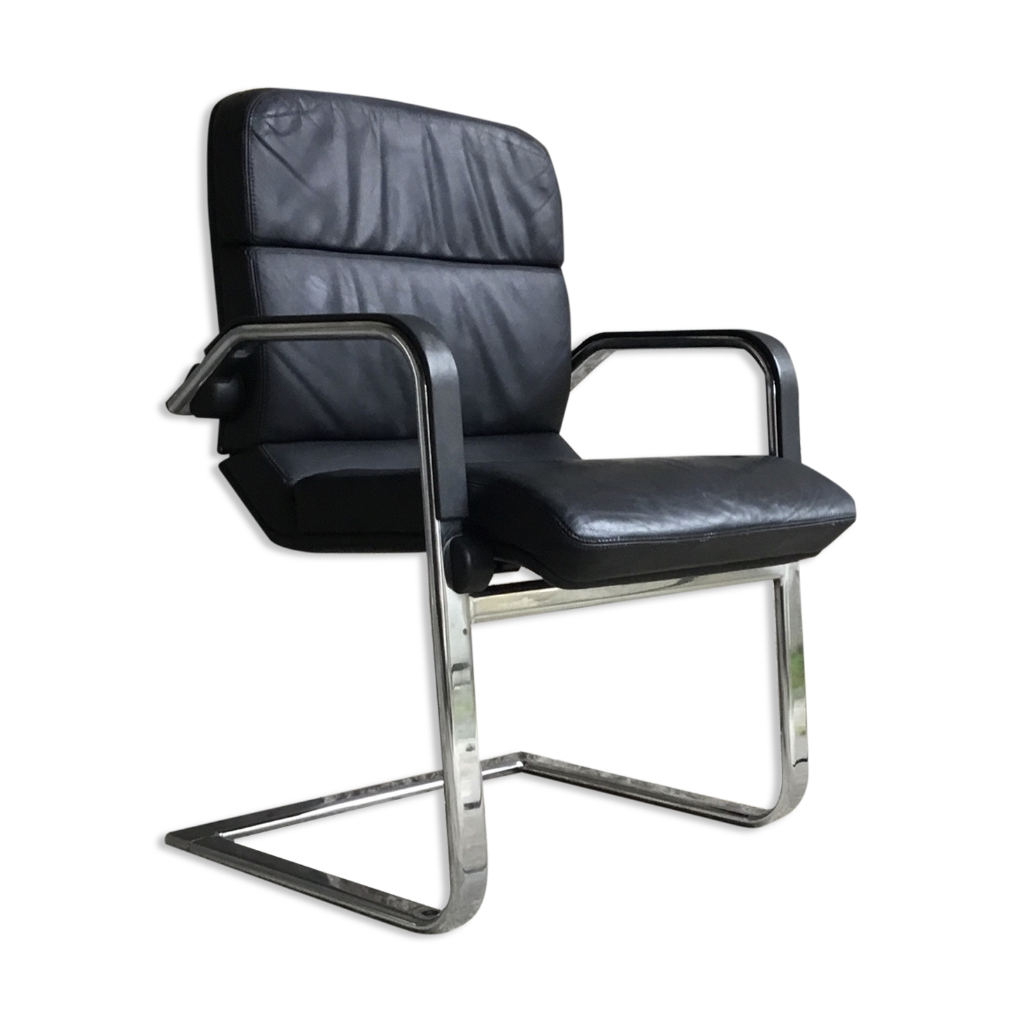 Ahrend Cirkel cantilever recliner desk - black leather - late 20th century
