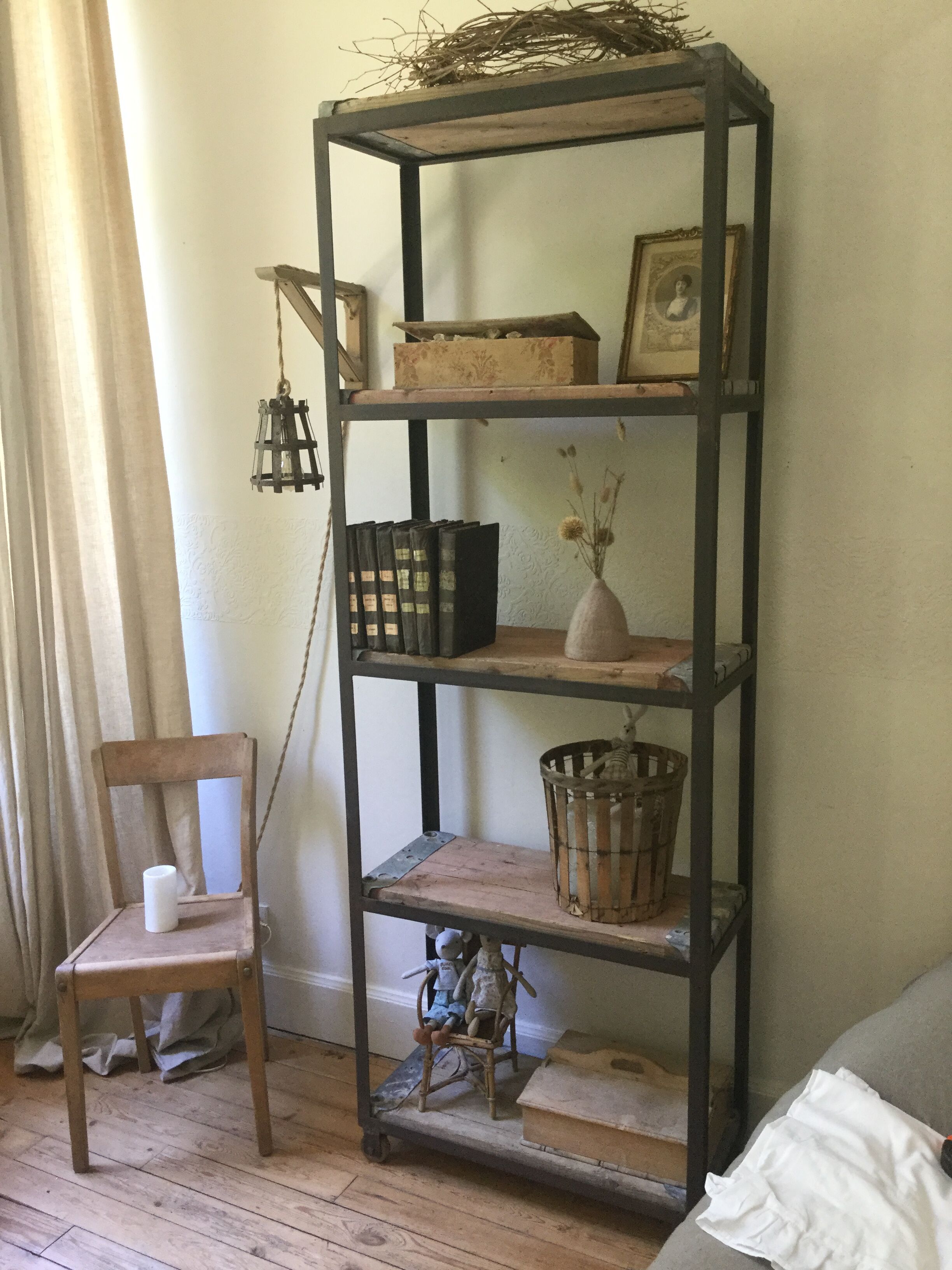Industrial wood and iron shelf