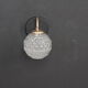 Globe wall light in moulded glass, brass swan collar, circa 1950