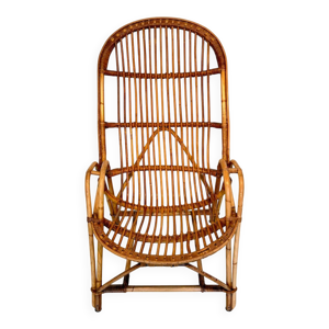 Grand fauteuil vintage - haut rotin