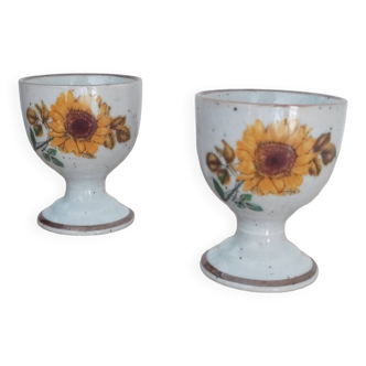 Lot 2 sunflower flower egg cups Handcrafted