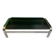 Coffee table in chromed metal and smoked glass