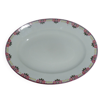 Oval flat Faience Moulin des loups 34 cm