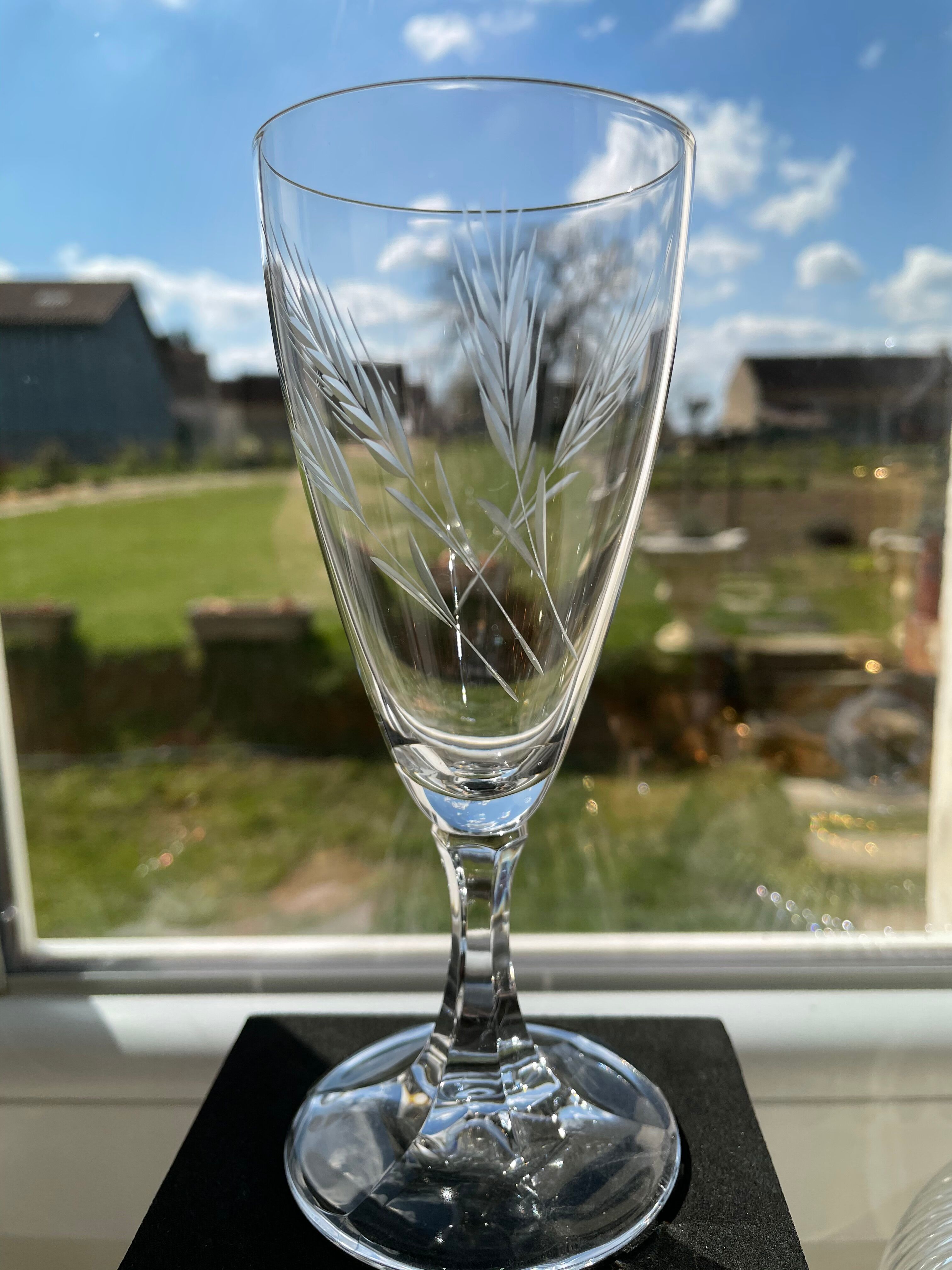 Champagne flutes in cut crystal