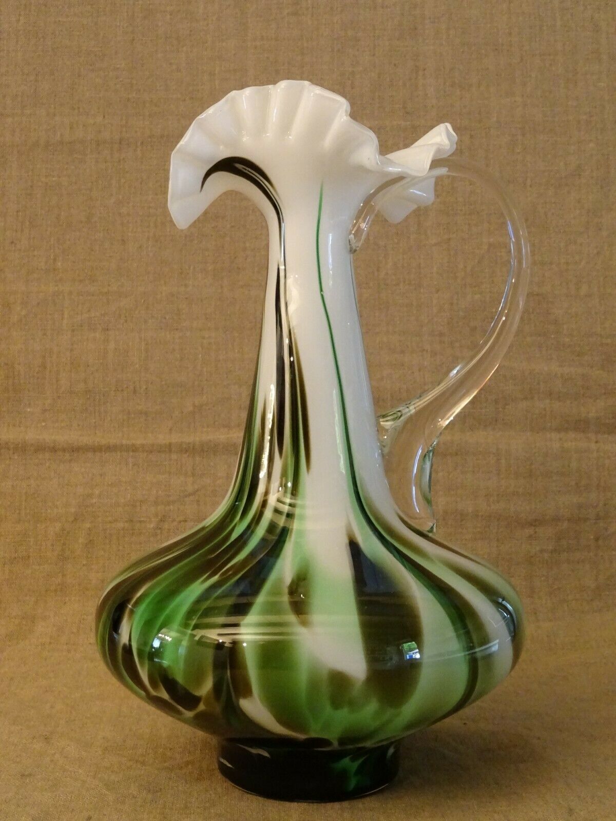 Murano scalloped colored glass decanter