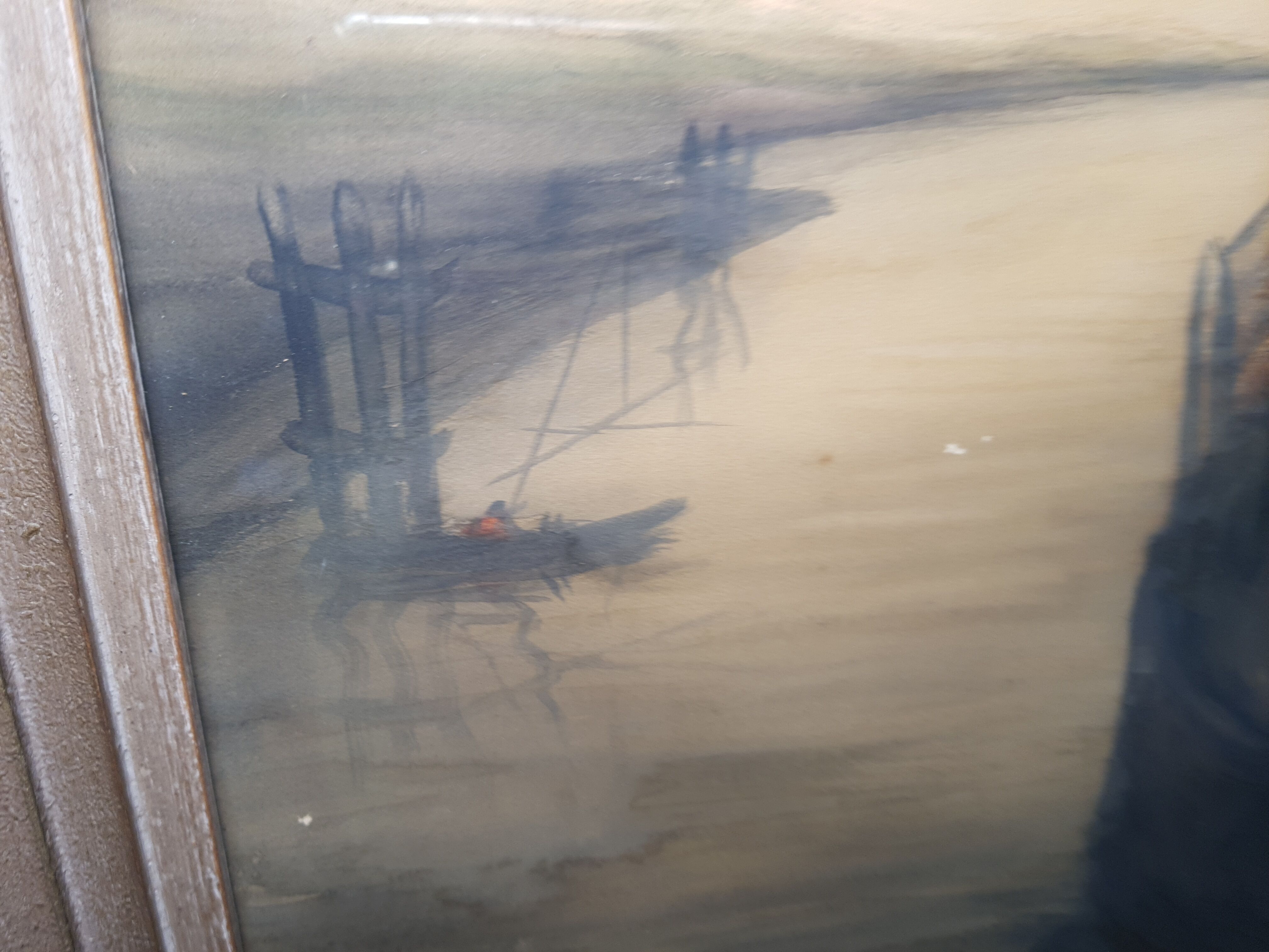 Peinture vintage bord de mer chalutiers