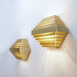 Pair of gold-plated aluminum wall lights by Jules Wabbes - 2 pairs available