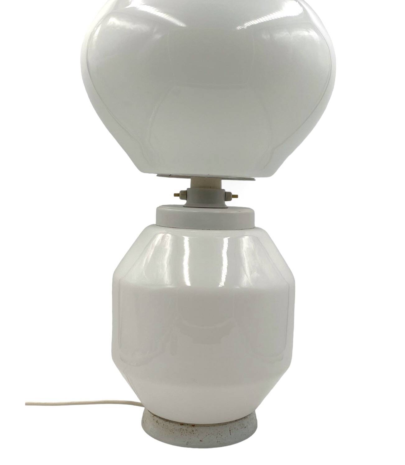 Space Age white glass table lamp, Faver Italy 1970s