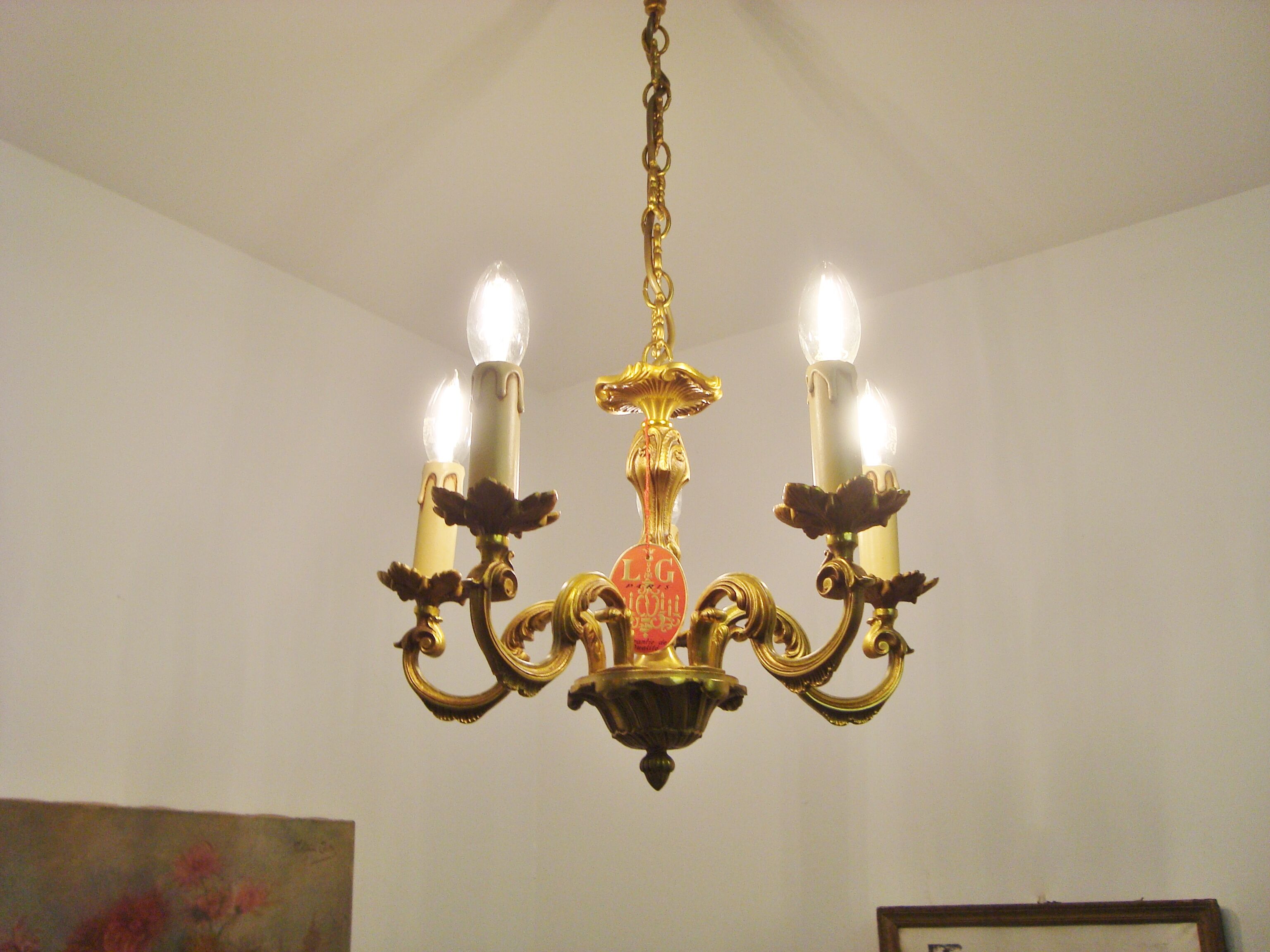 Lustre vintage Lucien Gau Paris en bronze