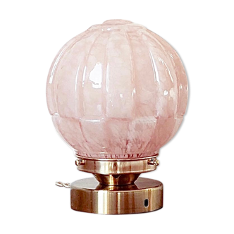 Lampe globe en verre de Clichy rose