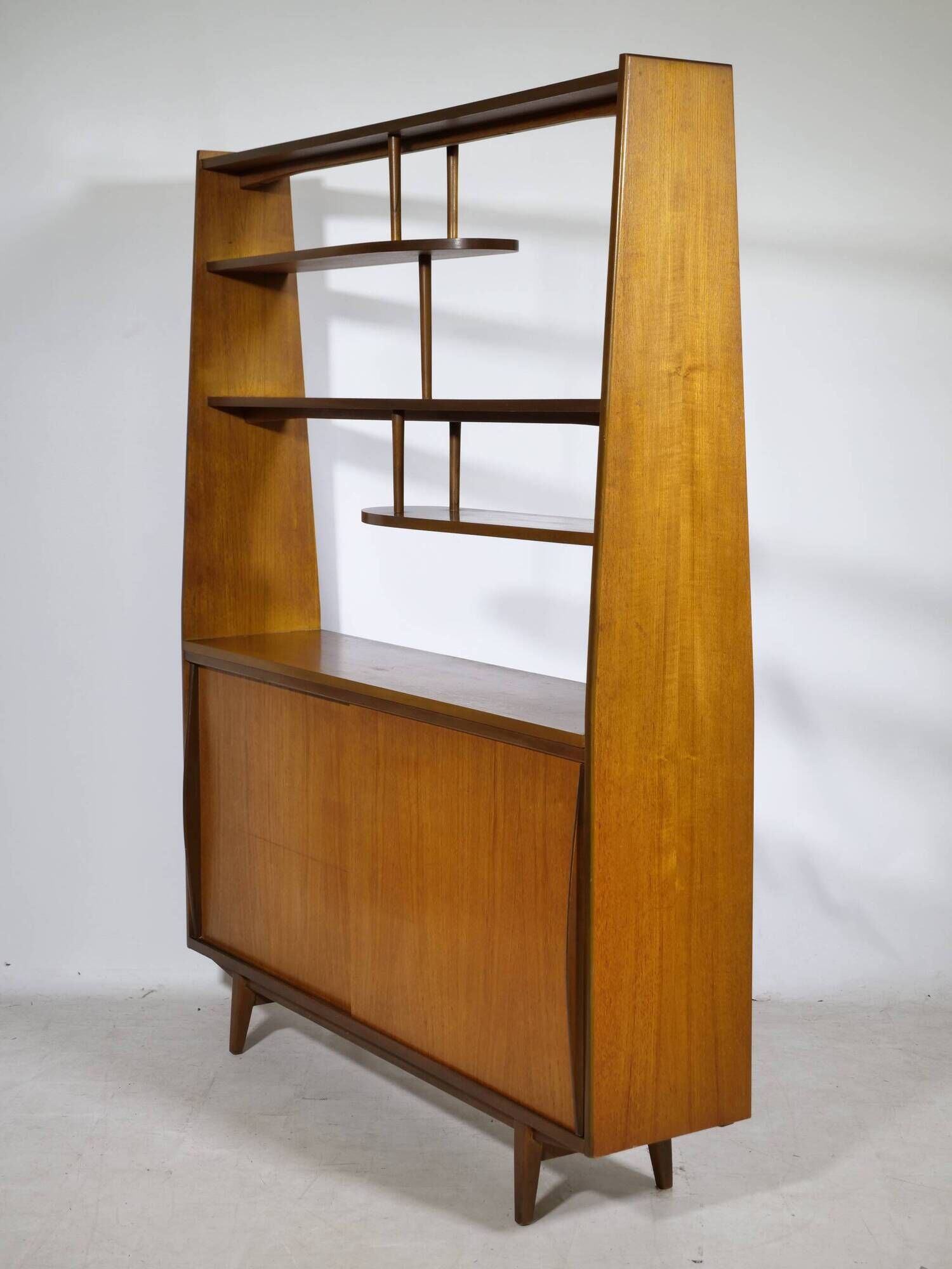 Mid-Century Highboard with Kidney Shaped Shelf in Teak, 1960s