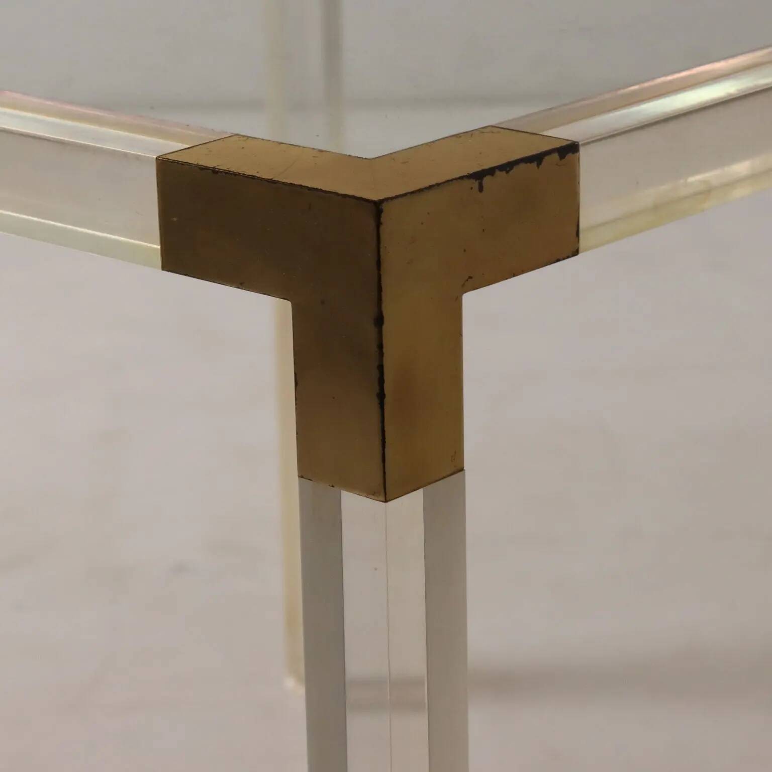 Vintage coffee table from the 1970s in brass and glass, Italy.