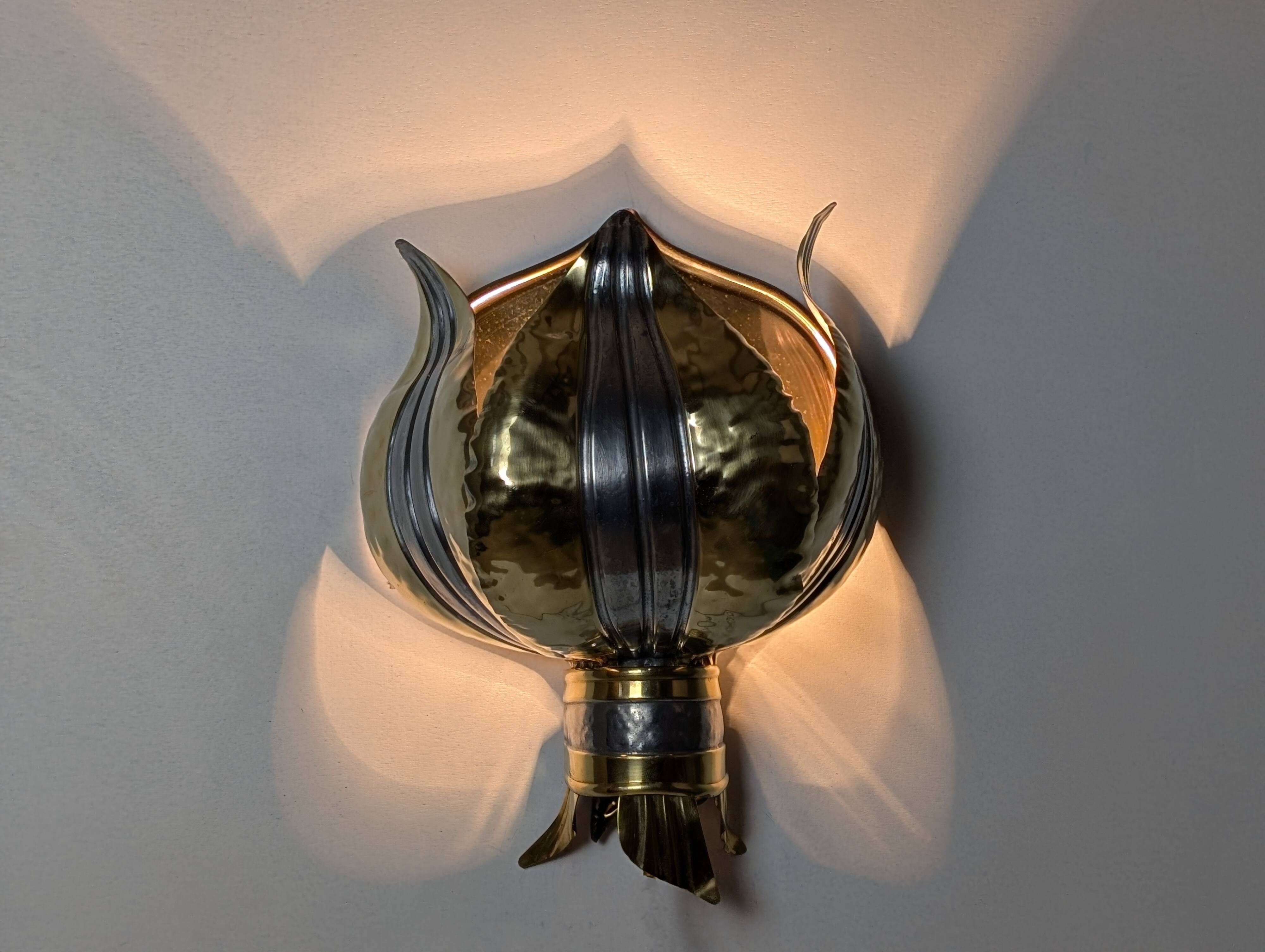 70' brass lotus wall light