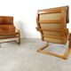 Leather Poäng Chairs & Footrest by Noboru Nakamura for IKEA, 1990s