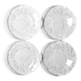 Set of 4 Kosta Boda Tropic Glass Dessert Plates, Scandinavian Fruit Design