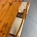 Ensemble de salle à manger moderniste du milieu du siècle en pin, style Chapo, Perriand, Jeanneret, années 50