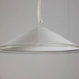 Large italian vintage hanging lamp made of glass by Leucos