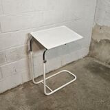 1970s adjustable side table in white lacquered metal