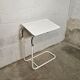 Adjustable side table from the 1970s in white lacquered metal.