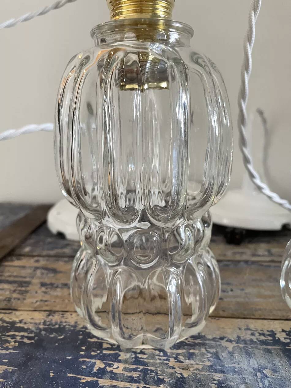 Set of three glass pendant lights of Scandinavian origin