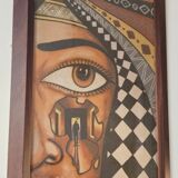 Tableau sable Diem Sénégal encadré 92x62cm