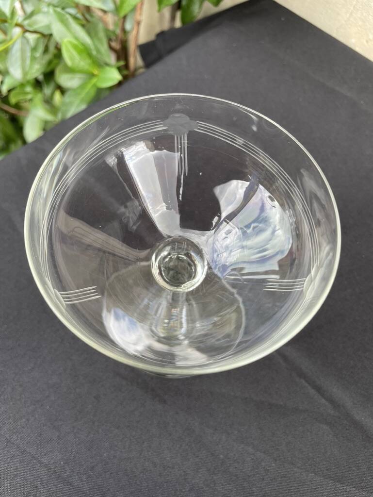 6 engraved crystal champagne glasses – Art Deco