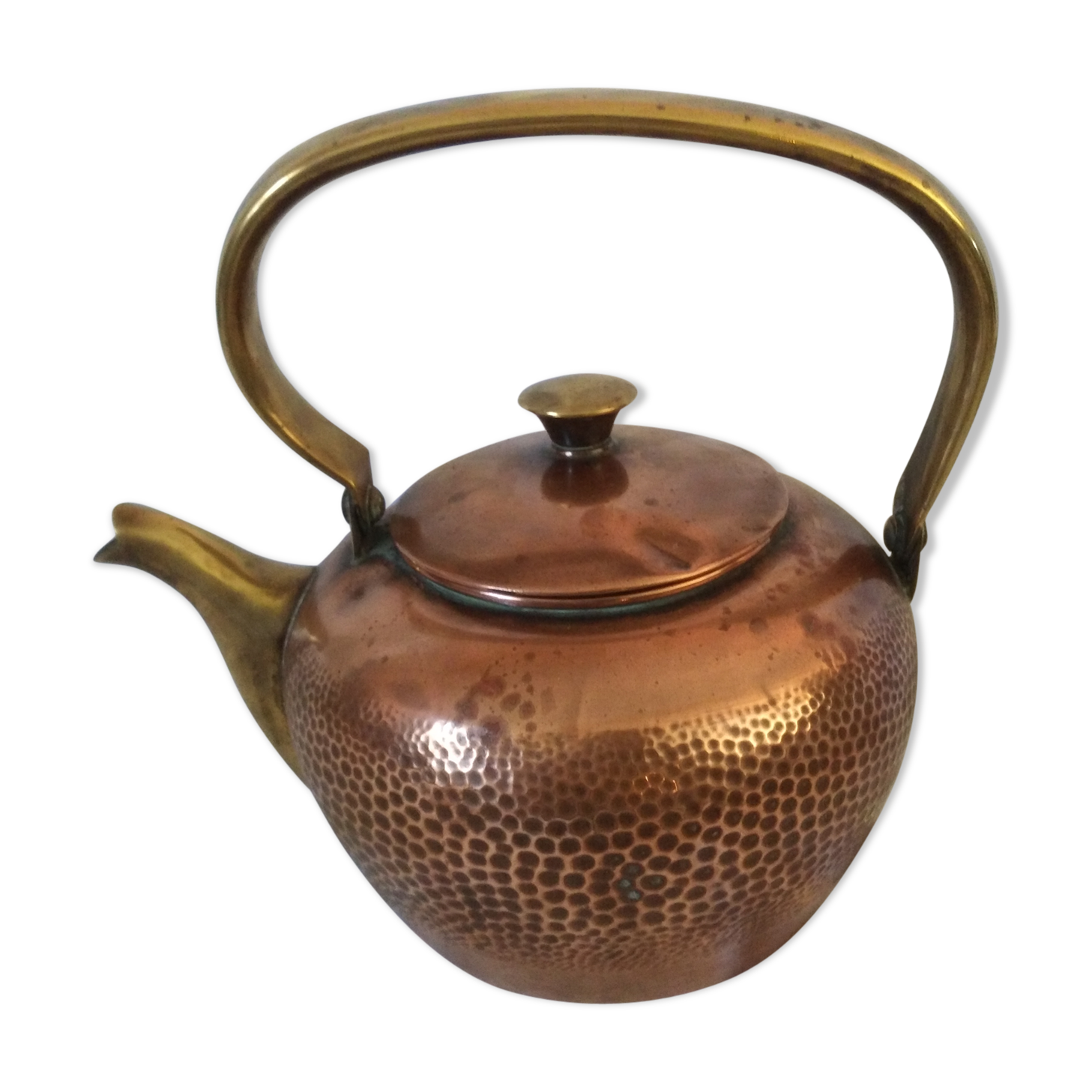 Old kettle red copper and brass