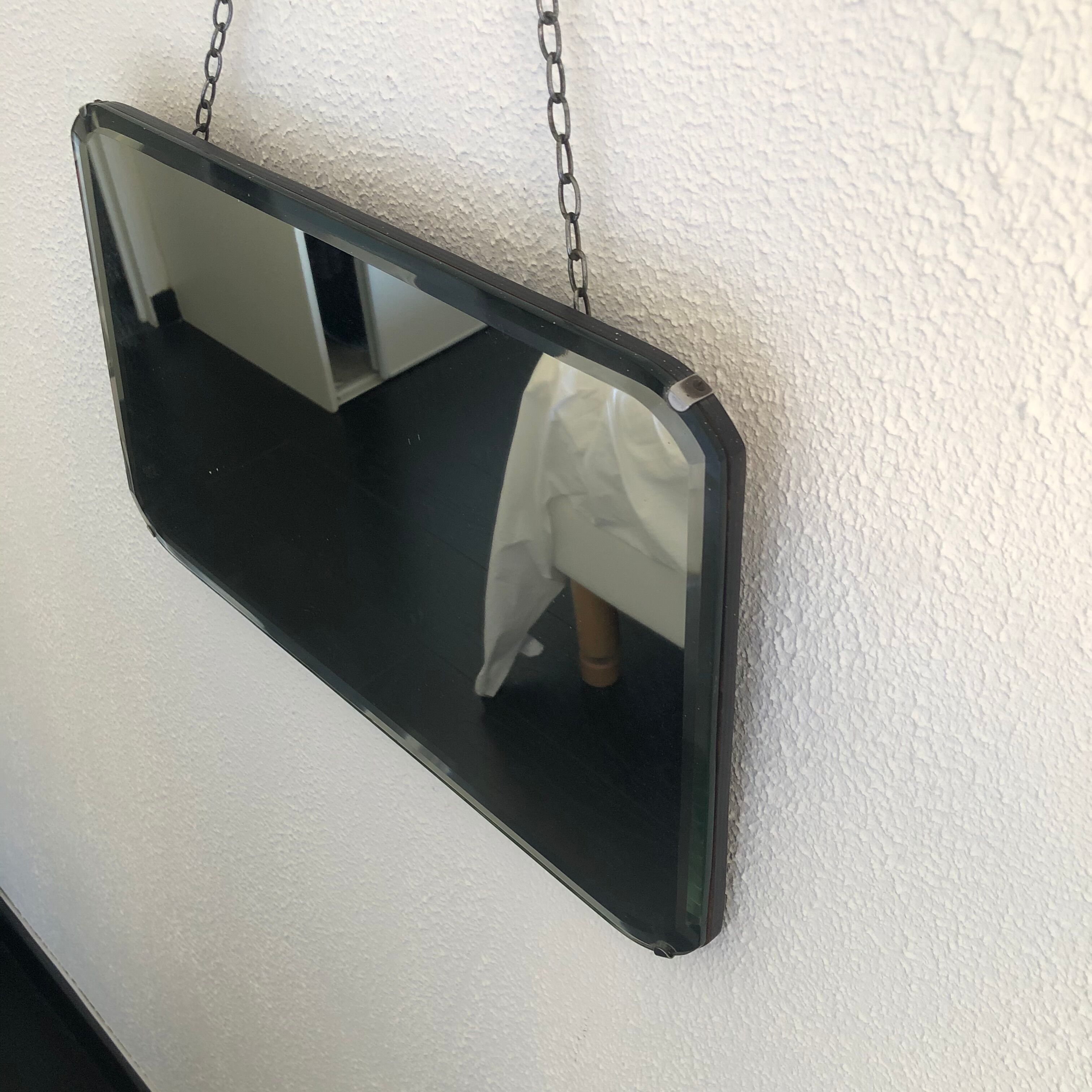 Miroir biseauté anglais vintage 1930 - 50 x 30 cm