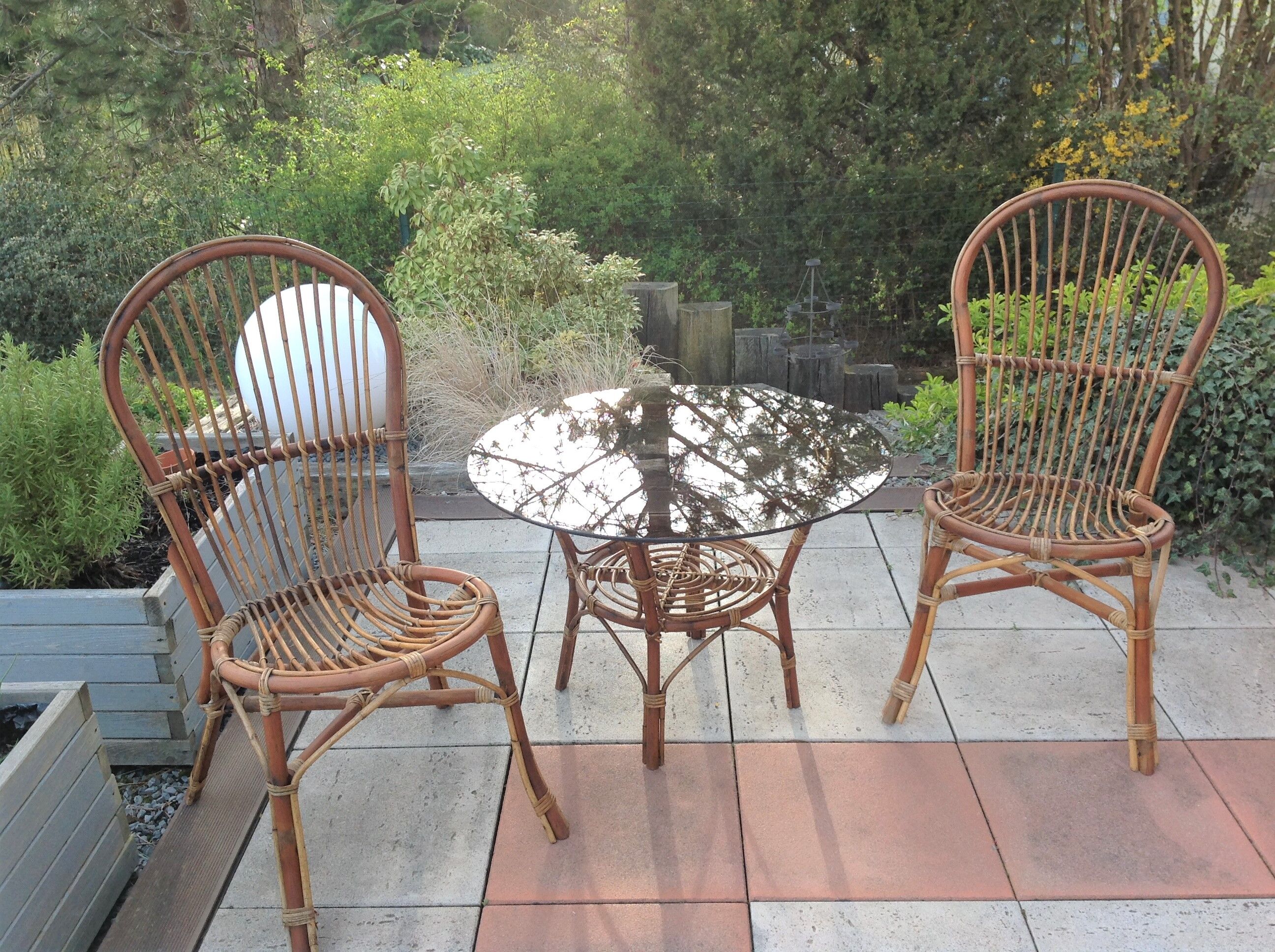 Rattan garden furniture / vintage 60s-70s