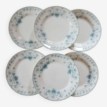 Lot 6 assiettes plates terre de fer Choisy le Roi Cyclamen