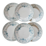 Lot 6 assiettes plates terre de fer Choisy le Roi Cyclamen
