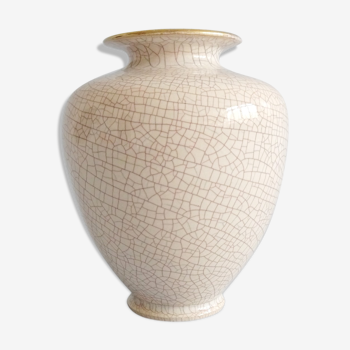 Ceramic vases set with craquele pattern and gold rim