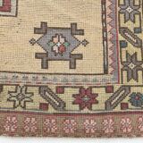 Persian Burgundy & Sand Beige Oriental Vintage Rug, 140x211Cm