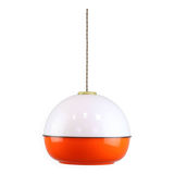 Lampe à Suspension Space Age en Plexiglas Orange et Laiton, Italie, 1970s