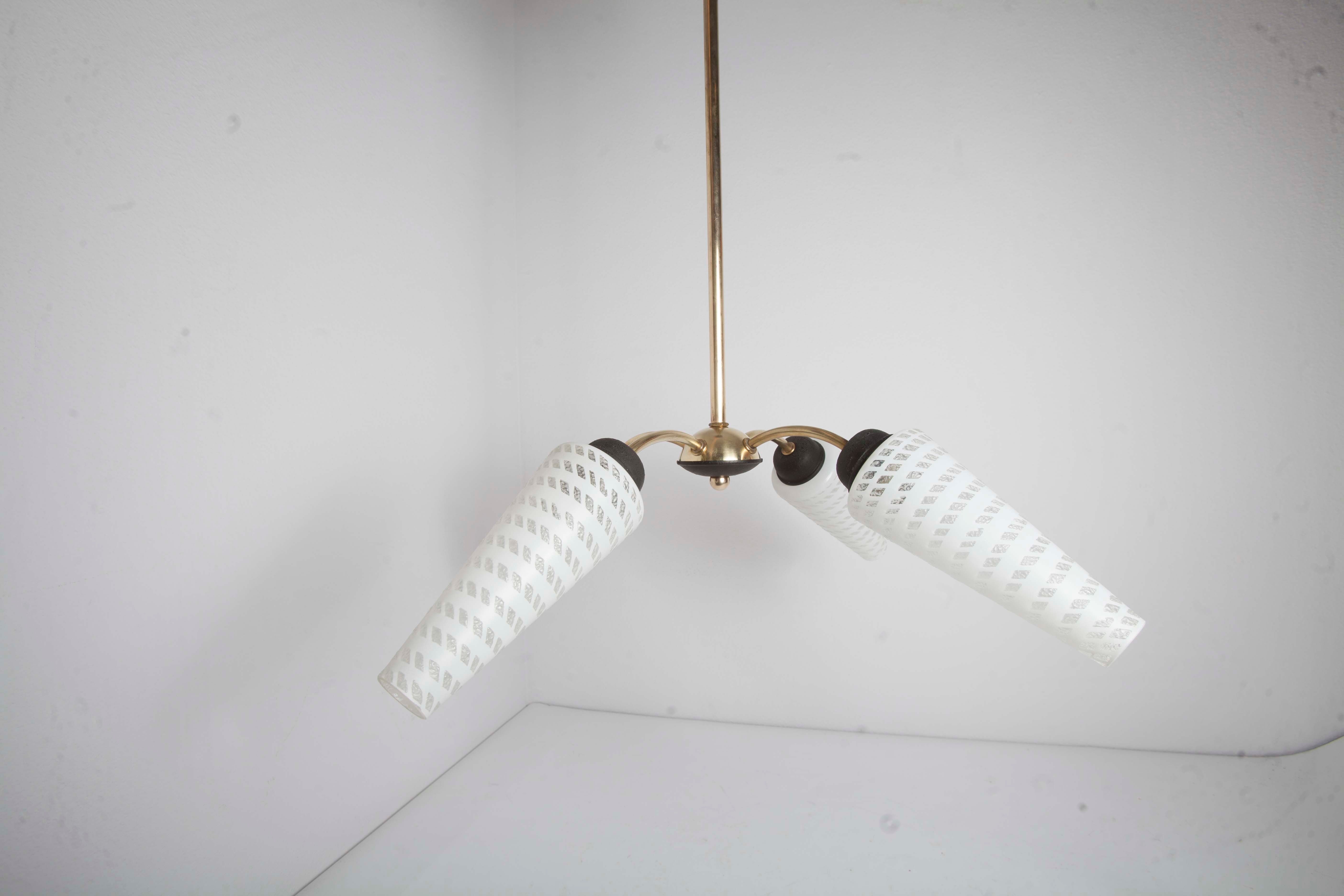 Luster 4 black branches, gold and glass