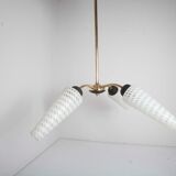 Luster 4 black branches, gold and glass