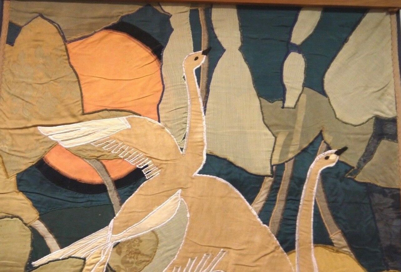 Tapestry and silk a bird decor 1930 geometry cutting in the state