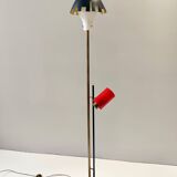 Lampadaire expérimental rare en laiton, aluminium et verre par Arredoluce, Italie