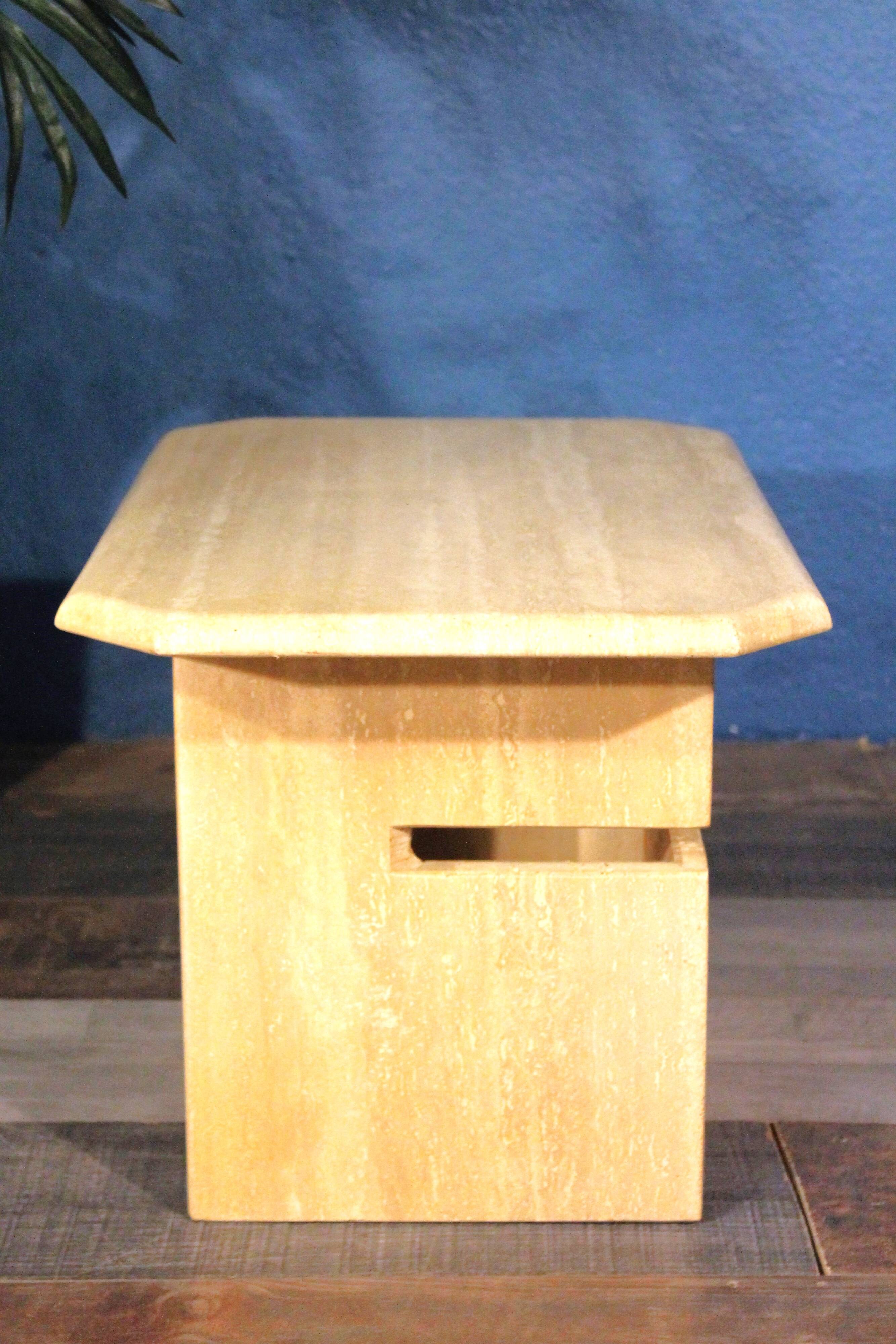 1960s travertine side table