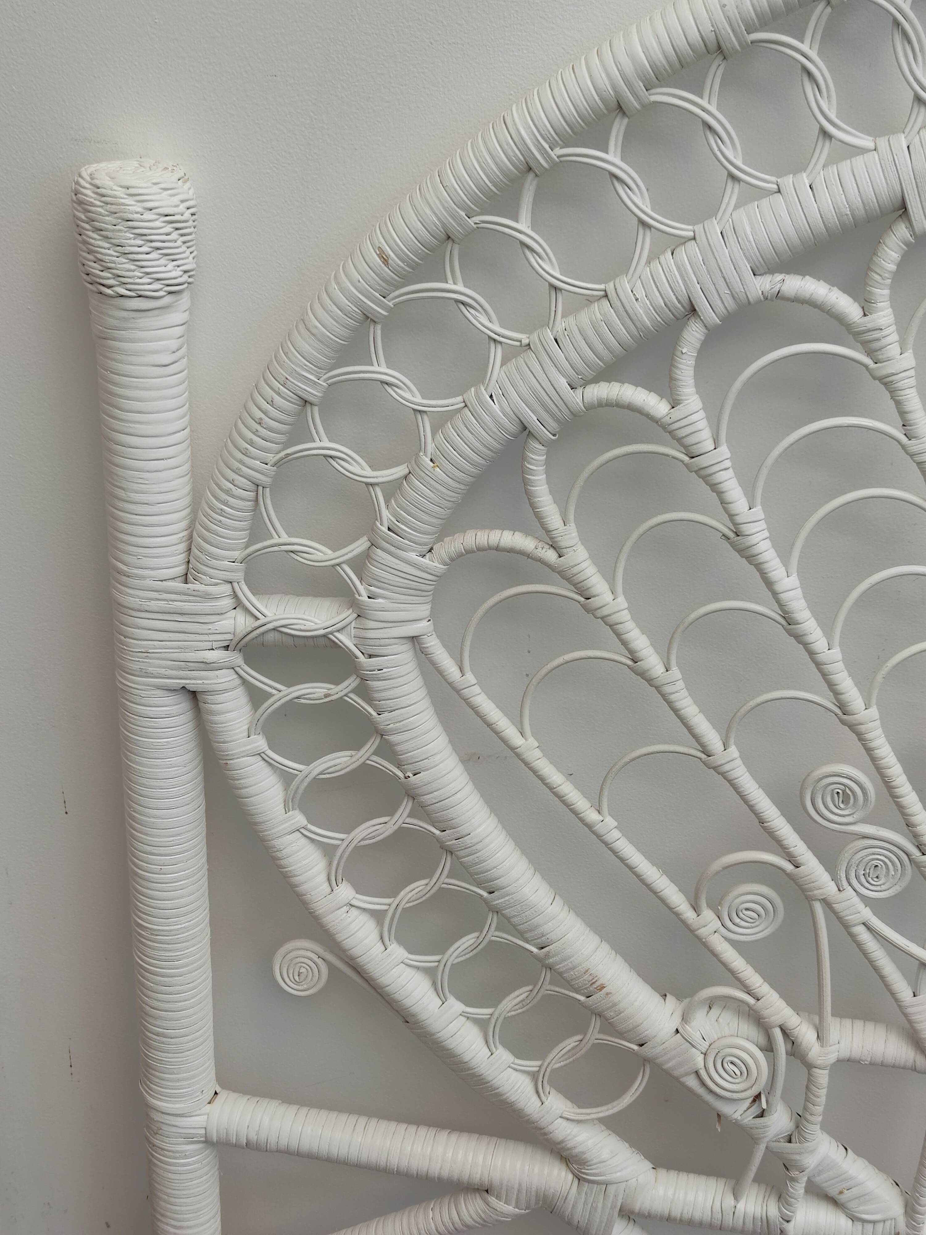 Headboard 2 places rattan peacock