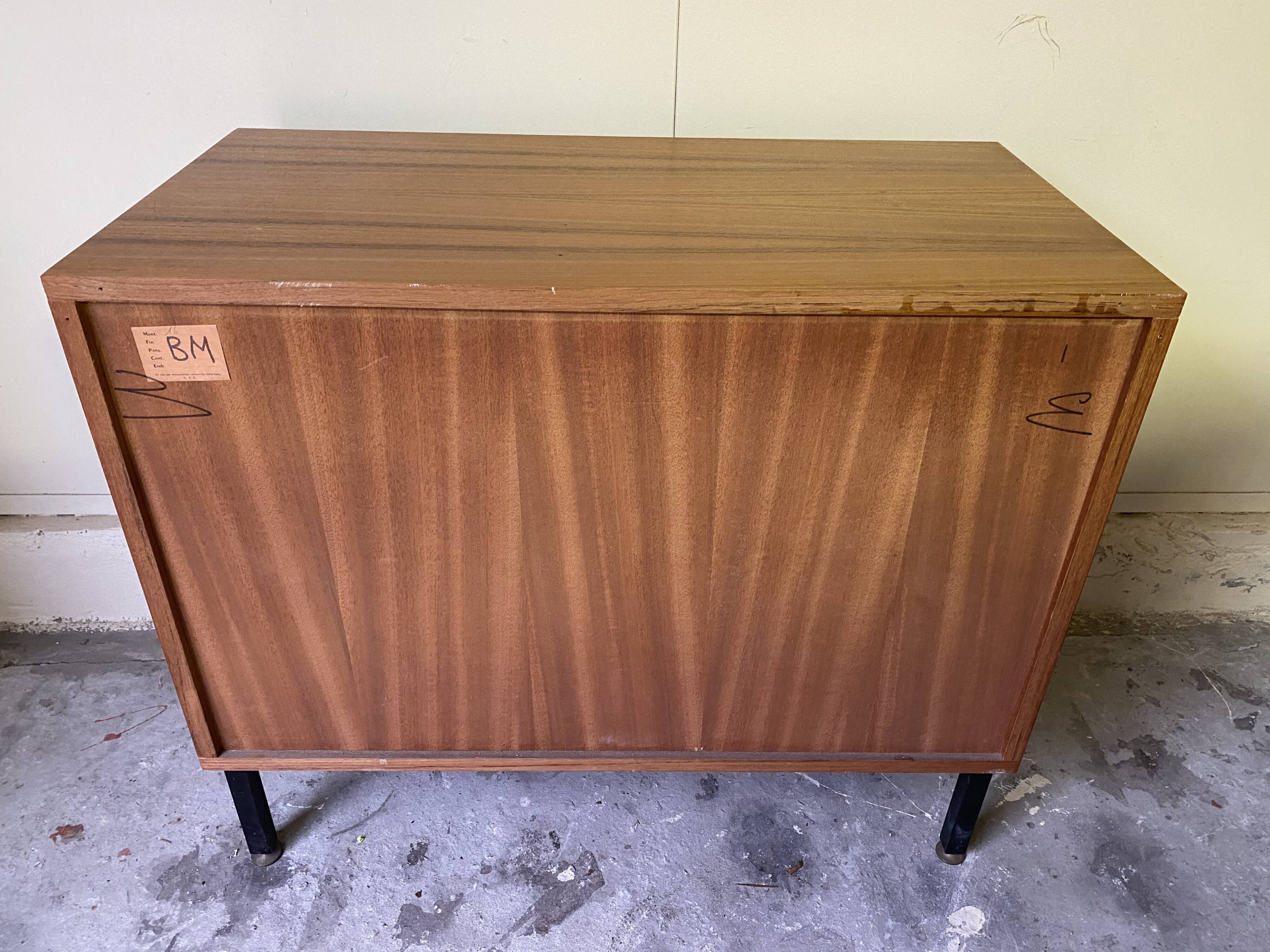 Sober vintage box furniture on adjustable metal feet