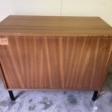 Sober vintage box furniture on adjustable metal feet