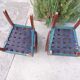 pair of dark green bridge armchairs