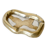 Asymmetrical brass ashtray / pocket emptier – brutalist David Marshall