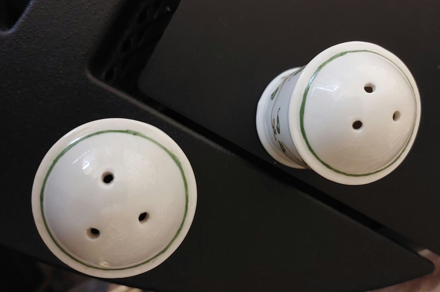 Porcelain salt and pepper shakers