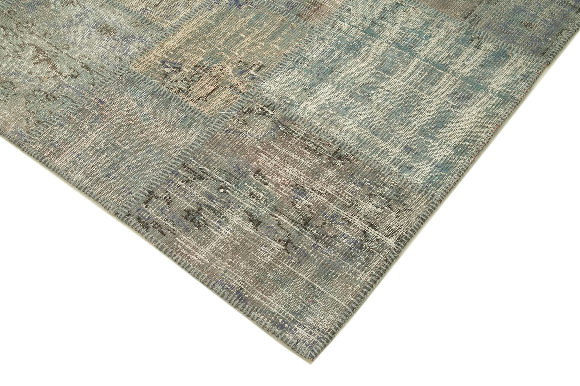 Hand-knotted oriental vintage 175 cm x 245 cm grey patchwork carpet