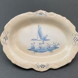 Pair of polylobed dishes XIXth decoration of dragon and bird