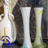 Duo of makora blown glass soliflores (krosno, poland) 1970s